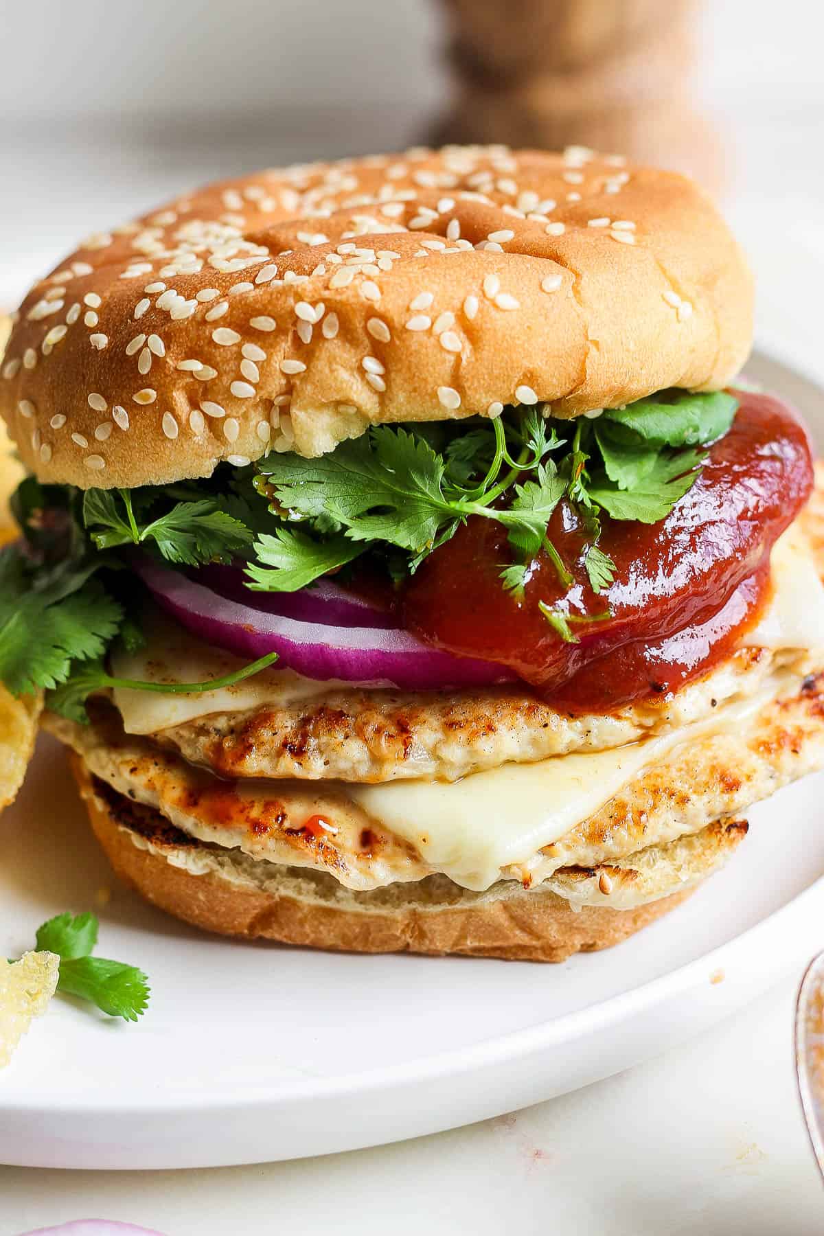 The best recipe for a BBQ chicken smash burger.