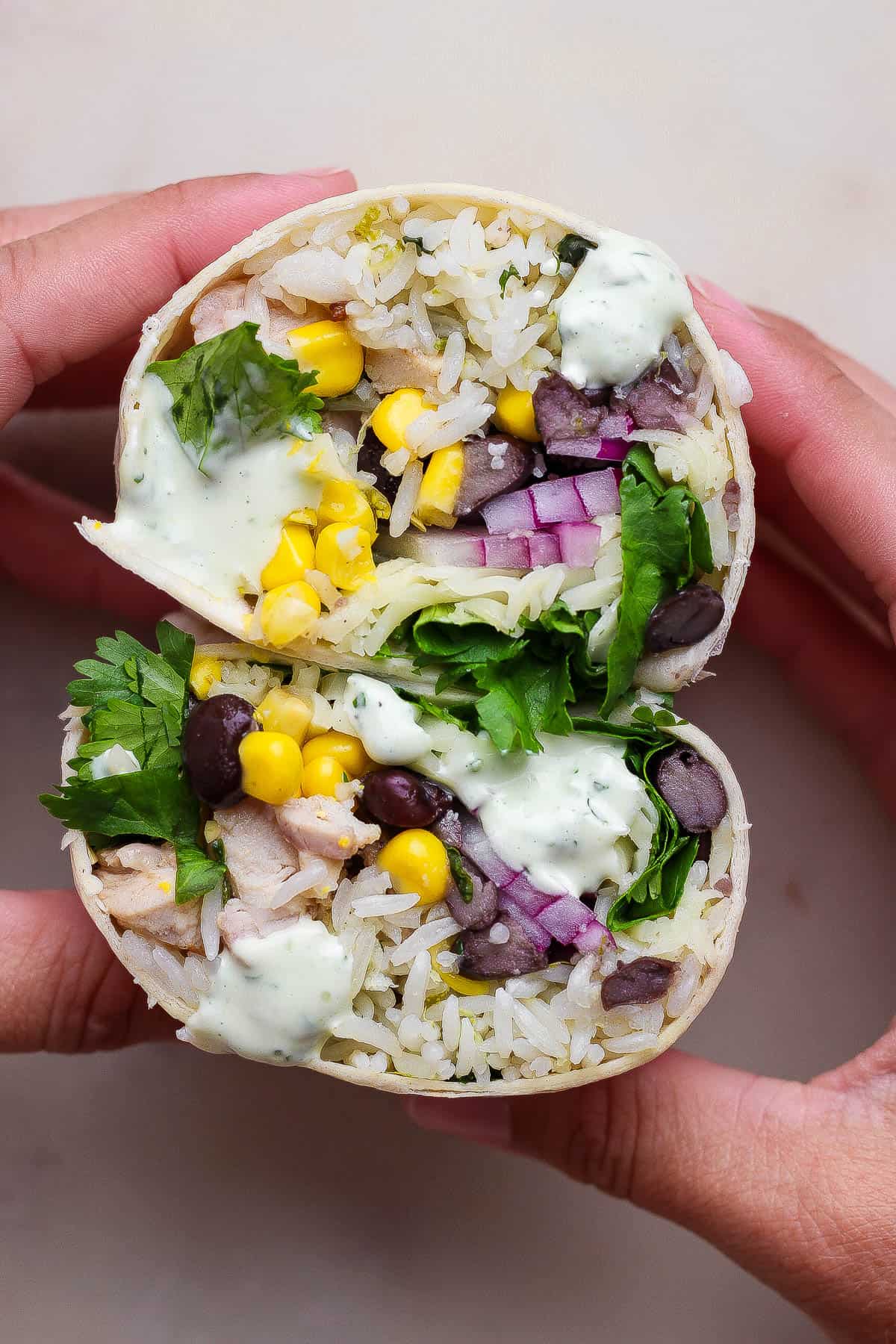 The best recipe for meal prep cilantro lime chicken burritos.
