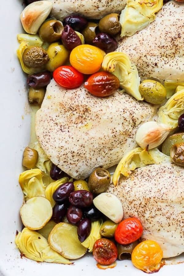 The best one pan greek chicken bake.
