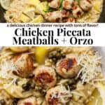 Pinterest image for chicken piccata meatballs.