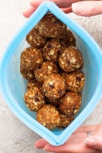Pumpkin energy balls in a stasher bag.