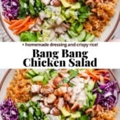 bang bang chicken salad in a bowl.