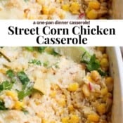 Street corn chicken casserole Pinterest image.