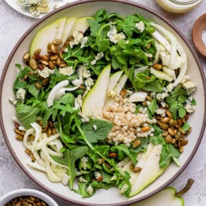 Fennel pear salad in a large bowl.