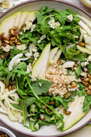 Fennel pear salad in a large bowl.